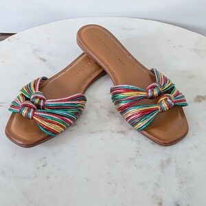 Veronica Beard Womens Gemma Knotted Metallic Multi Color Rainbow Sandals Sz 36/6